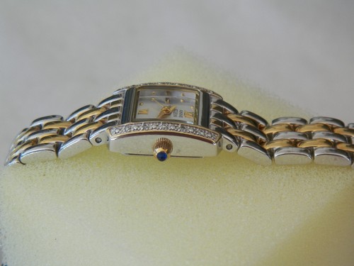 2 Tone ANNE KLEIN DIAMOND ACCENT JEWELED CROWN QUARTZ WATCH - Picture 5 of 8