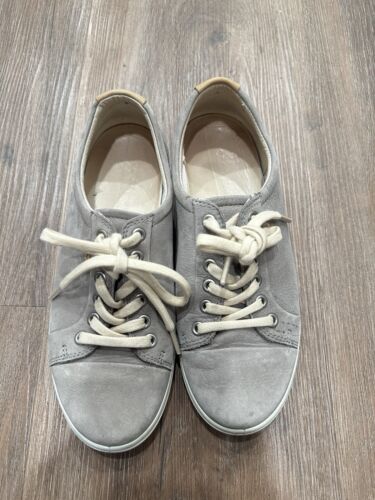 Ecco Soft 7 Grey Rose Women Size 7 Leather Lace Up Sneaker Shoes Casual Comfy - Picture 2 of 8