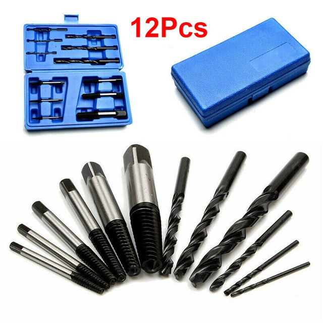 12PCS/Set Hand Drill Bits Broken Bolt Screw Extractor Set Remove