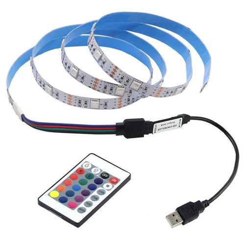 5V LED Strip Light 5050 RGB Bar TV Back Lighting Kitchen Room 24key Remote Light - Picture 2 of 14