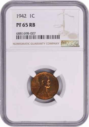 1942 Lincoln Cent PR65RB NGC