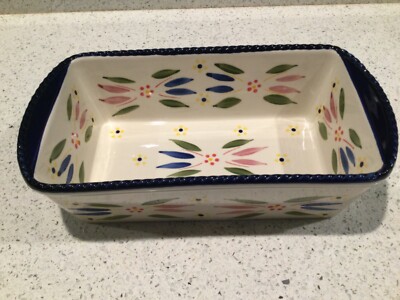 Temptations Tara Ovenware Old World 1.75 qt Loaf Pan Casserole Dish Blue