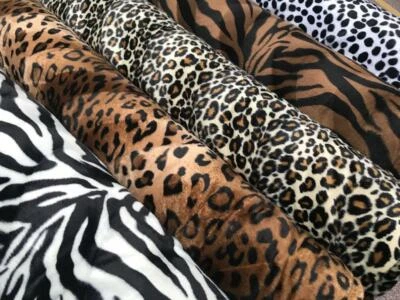 Zebra leopard dalmation tiger cheetah faux fur velboa fabric material 150 cms