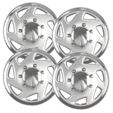 Set (4) 16" Chrome and Silver Replacement Hubcaps fit Ford Van/Truck, 1995-2023