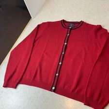 Vintage Charter Club Chelsea Cambell Merino Wool Red Sweater Cardigan Women s L
