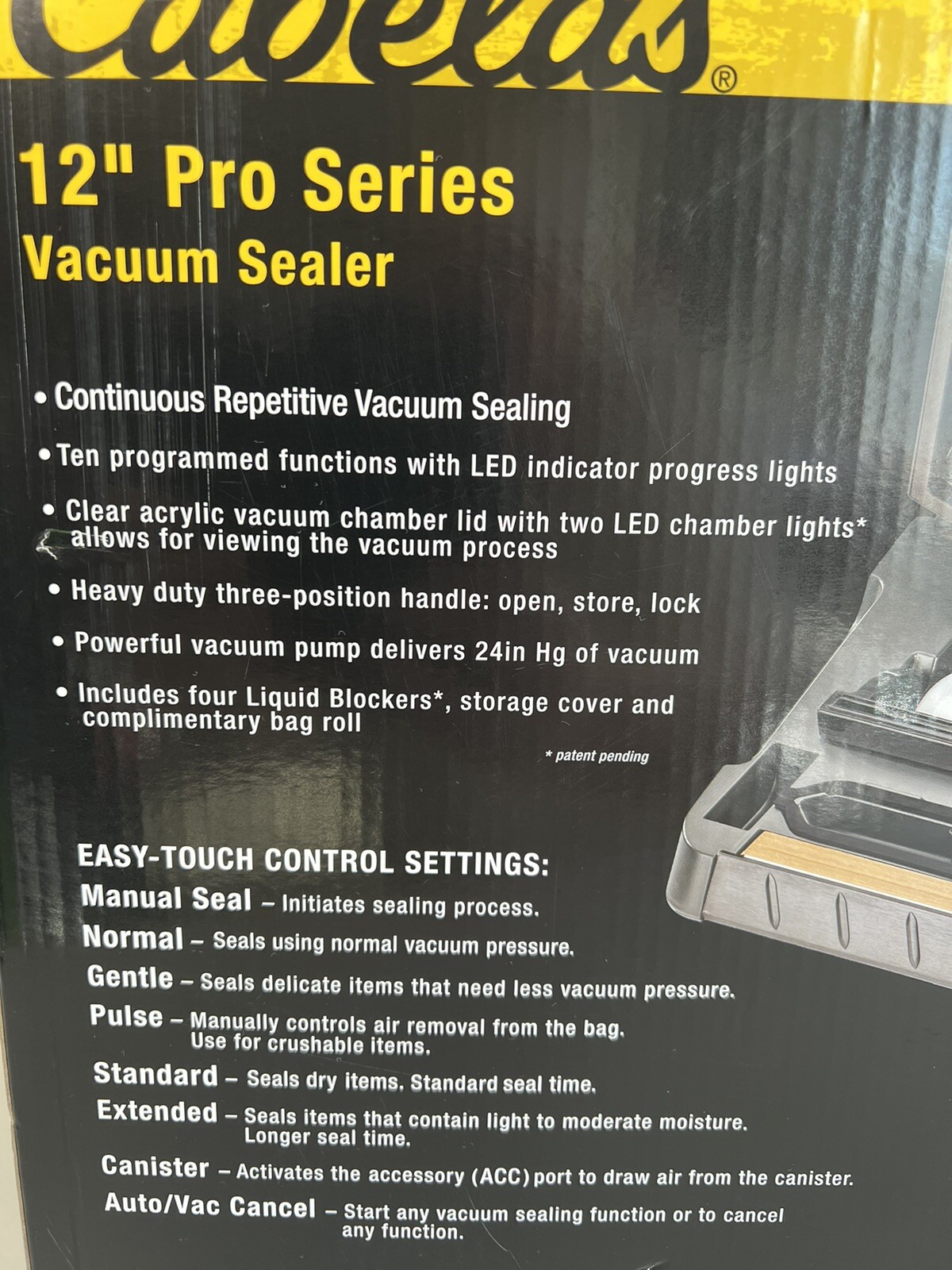 Cabela's 12'' Pro Series Vacuum Sealer Repetitive Sealing NEW SEALED