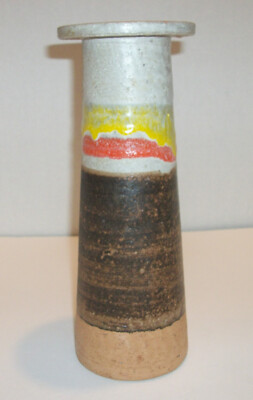 Bitossi Italy Mid Century Vintage Pottery Multicolored 10'' Vase Raymor attrib. 