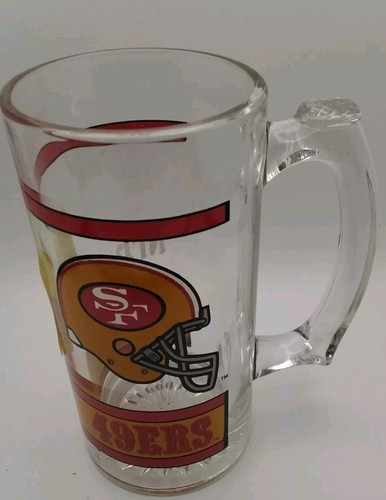 Vintage San Francisco 49ers Beer Mug Stein 12.5 oz Glass 1980s NFL Niners