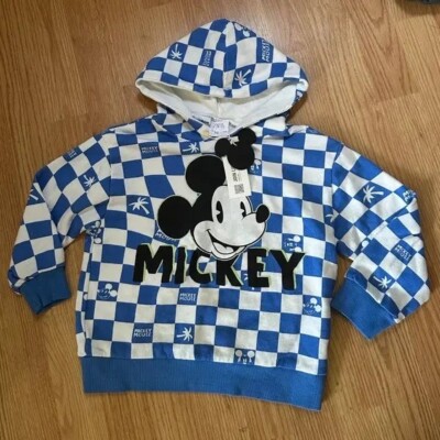 Zara Kids Disney Mickey Mouse Hoodie Sweater Pullover Blue size 6