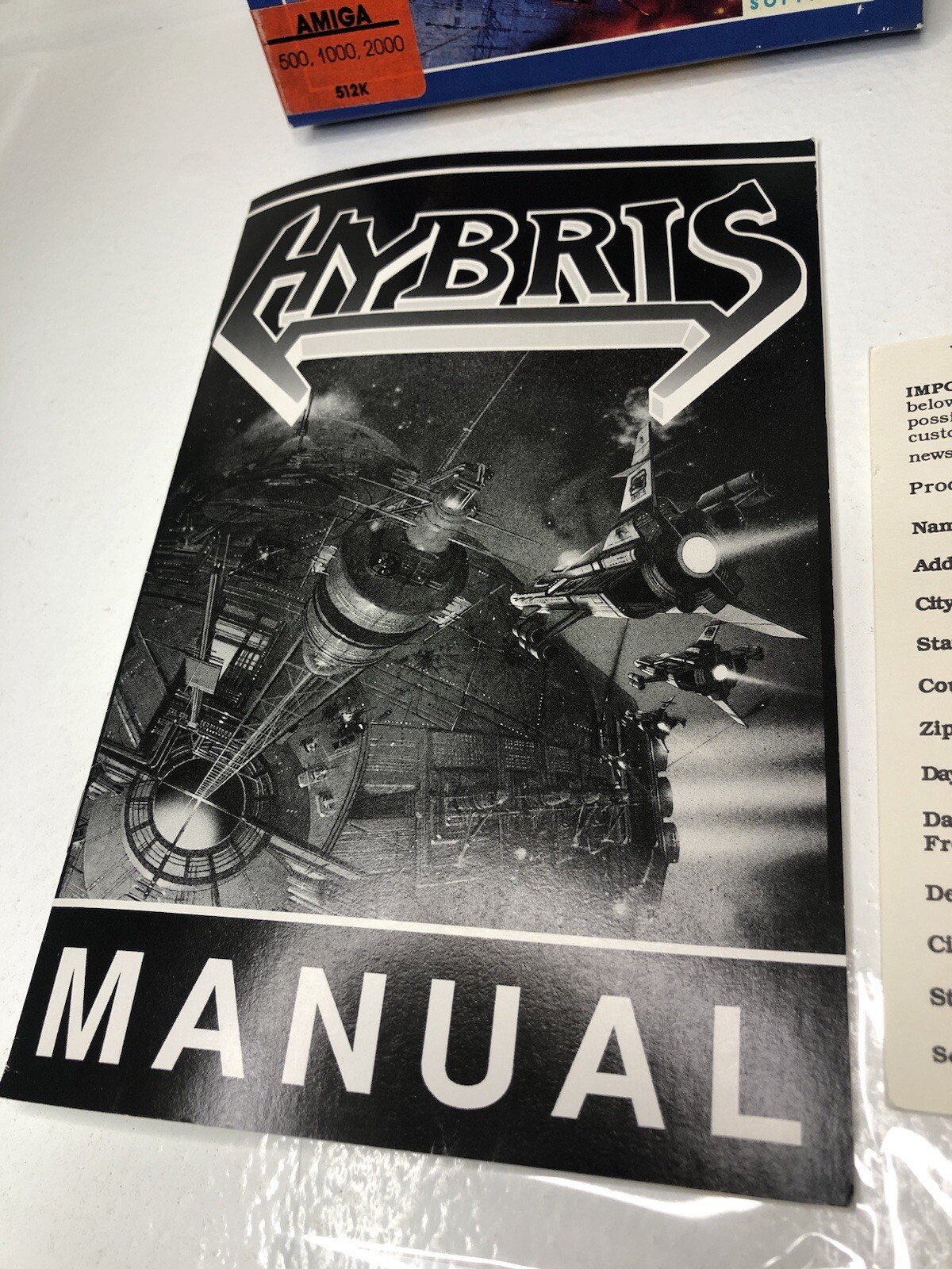 Hybris Commodore Amiga Game 1988 Discovery Software disk PC CLEAN CIB box RARE