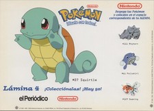 2000 POK MON SQUIRTLE Big Sticker Sheet 8.25" x 6" 21 x 15 cm. Promo Spain