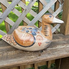 Vintage Large Hand Painted Ceramic Duck Pottery Birds
