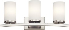 Kichler Crosby 23" Vanity Light in Brushed Nickel, 3-Light Contemporary Bathroom