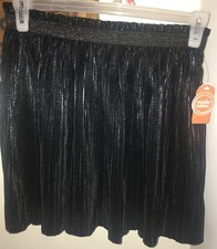 NWT Girls Wonder Nation Black Pleated Skirt Sz XL 14-16 Shimmery