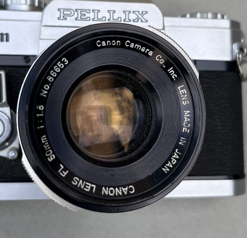 Vintage Canon Pellix QL 35mm SLR Film Camera & FL 50mm F1.8 Lens