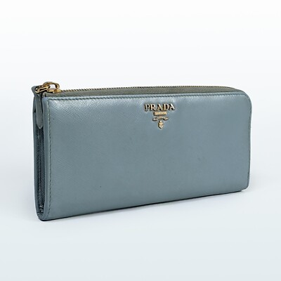 Authentic PRADA Milano women's blue leather long wallet