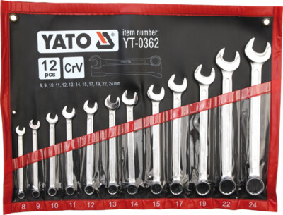 1x MAULRINGSCHLÜSSELSATZ 8-24 SW 12 Stück Set POLIERTE KÖPFE YATO YT-0362