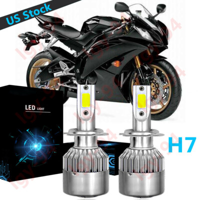 2PC H7 LED Headlight Bulb Bright C6 For Yamaha YZF-R6 2003-2015 YZF-R1 2006-2016