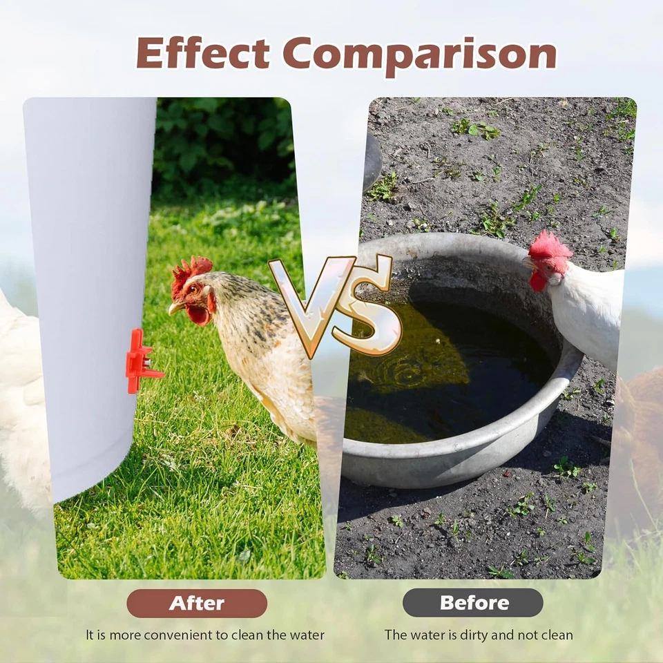 Pezones de agua para pollo, 15 piezas Pezones de riego automáticos horizontales para aves de corral para B Foto 2 de 4