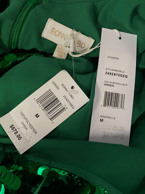 $678 Ronny Kobo Women Green Stretch Jo Sequin Mini Dress Size M | eBay