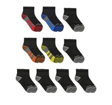 10 Pairs Fruit of the Loom Boys Ankle Athletic Socks Size S 4.5-8.5 Black NEW