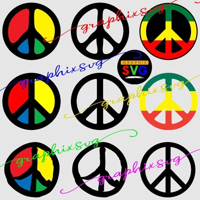Peace Sign, Symbol SVG, EPS, PNG, Vector File [All Layered By Color File]