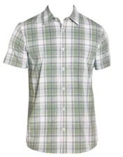 Gap Shirt Men's XL Short Sleeve Poplin Button Down Green Plaid Retail 49.95