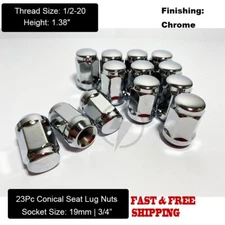 23 Chrome Jeep Lug Nuts 1/2x20 Bulge Acorn Closed End For Jeep Wrangler JK TJ YJ