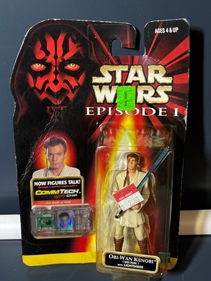 Star Wars Episode 1 - Obi-Wan Kenobi w/ Lightsader CommTech Chip Hasbro 1998