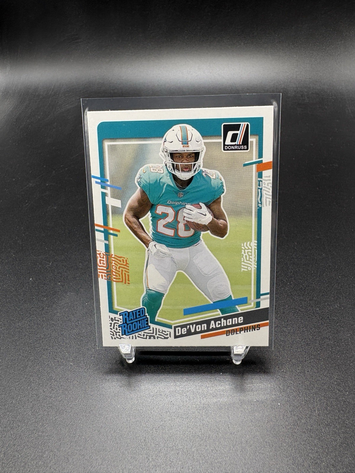 De’Von Achane Rookie 2023 Panini Donruss Rated RC #365 Miami Dolphins