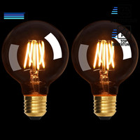Edison Vintage LED GlüHbirne E27 4W G80 2200K Warmlicht Dimmbare Lampe 2 StüCk