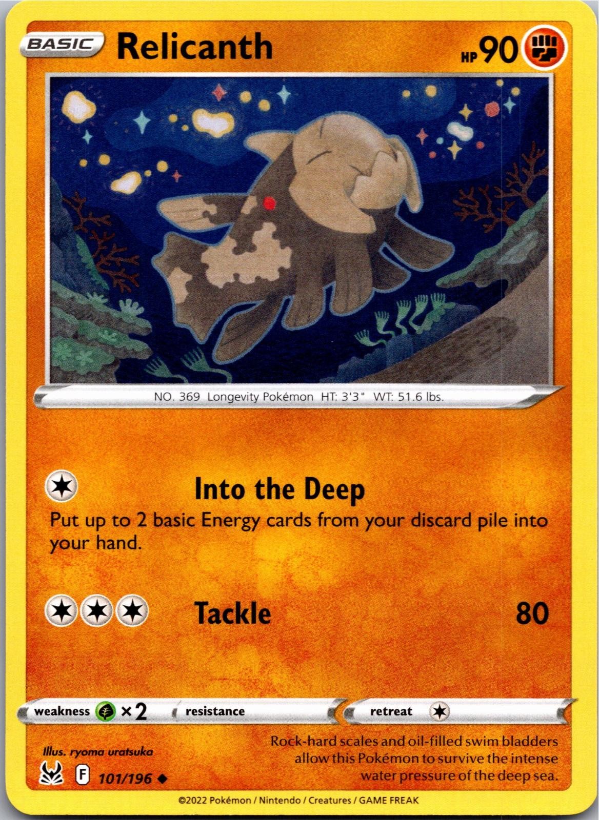 Relicanth 101/196 Uncommon Lost Origin Pokemon Near Mint