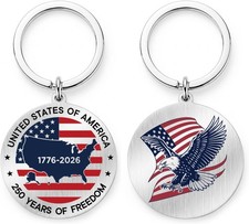 America 250th Anniversary Keychain Gift - USA 1776 2026 Patriotic Key Ring, 1Pcs
