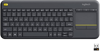 Logitech K400 plus Wireless Touch TV Keyboard with Easy Media Control and Built-