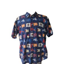 Vtg Tommy Hilfiger World Flags All Over Print Long Sleeve Button Down Sz XL