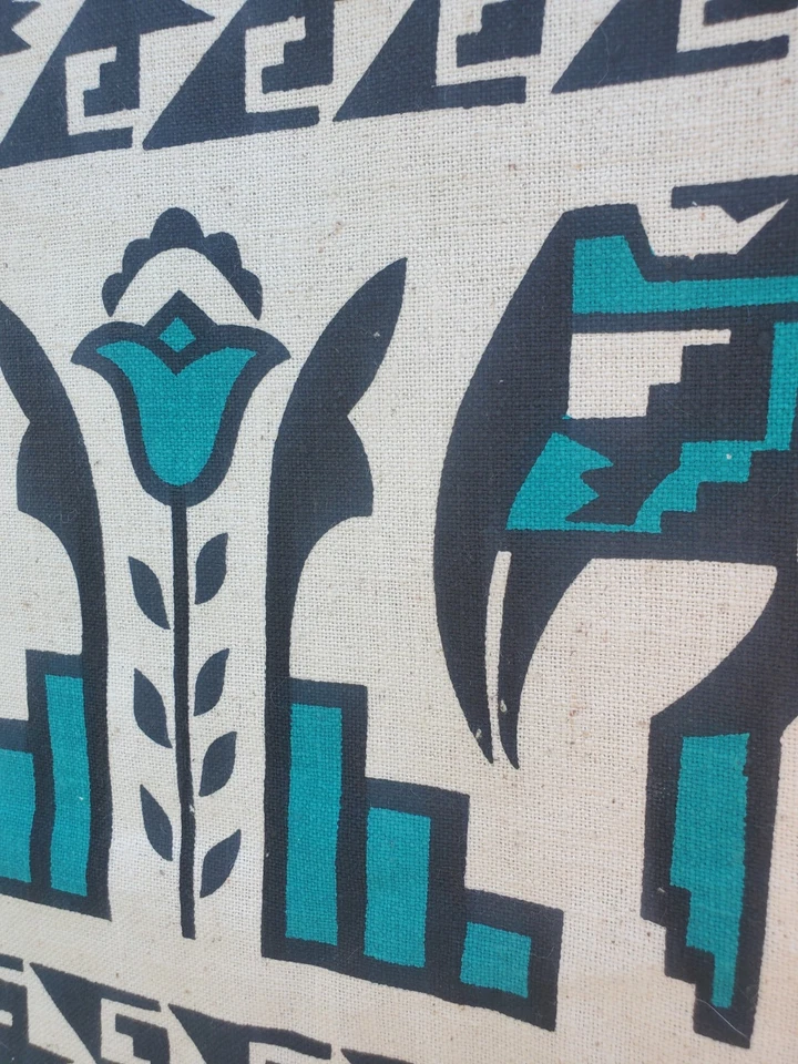 1970s Nizhonie Fabric Bahah Zhonie Hand Print Cortez Native Navajo 2 Yd Vintage - Image 4 of 4