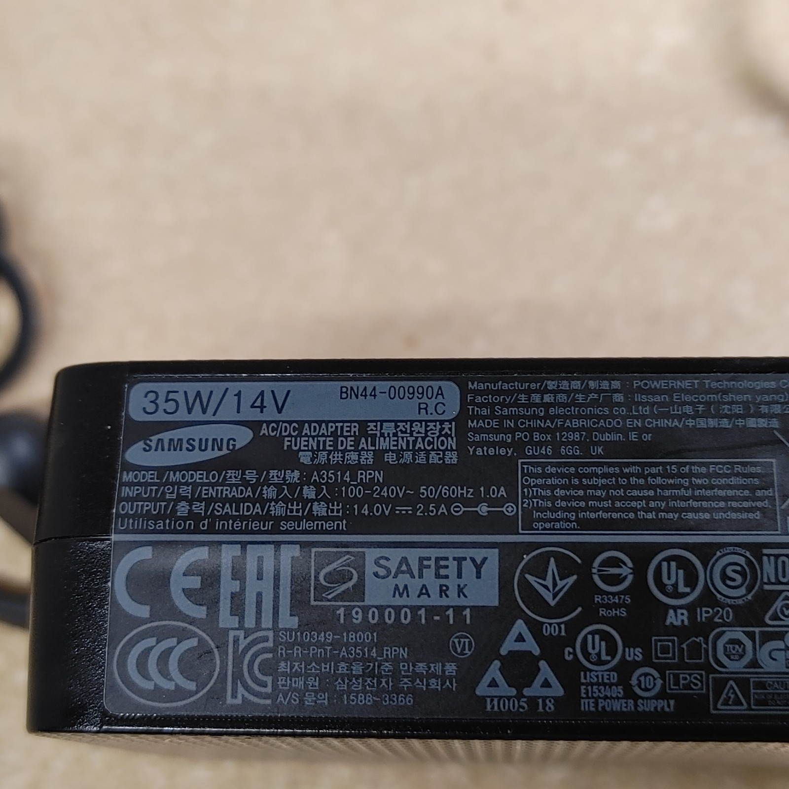 Samsung 35W Genuine Power Supply A3514_RPN BN44-00990A 14V 2.5A For Monitors