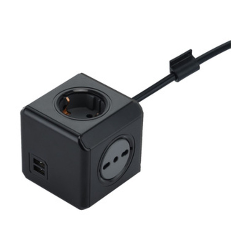Multipresa Cubo Dual USB: 2 Schuko + 2 Bipasso Salvaspazio per Casa - 1