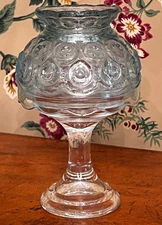 L.E. Smith Moon And Stars Blue UV Reactive Glass 2-Piece Fairy Lamp MINT!