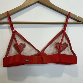 For Love & Lemons Heart Mesh Bra Bralette Skivvies 'Be Mine' Red S