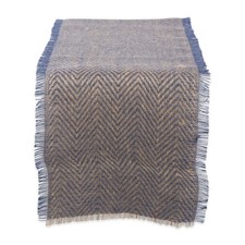 DII Jute Burlap Collection Kitchen Tabletop, Table Runner, 14x72, Blue Chevron