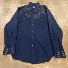 Wrangler Men's Retro Pearl Snap Long Sleeve Western Shirt Size M Plaid Cowboy