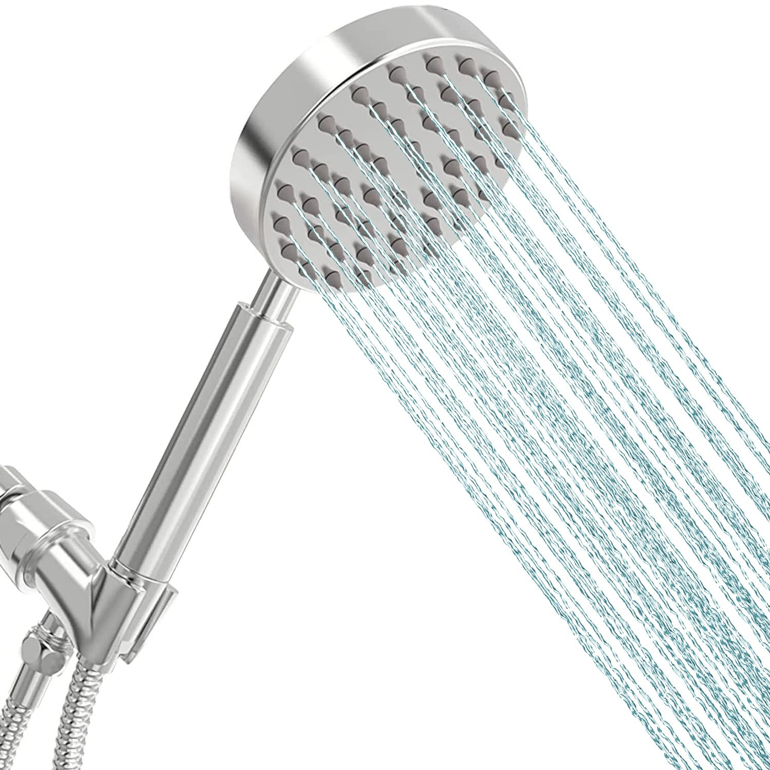All Metal Shower Head with Hose and Articulated Bracket Holder in Polished Ch...