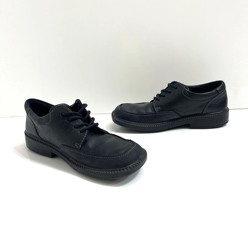Boys Leather Dress Shoes Sz 34 (US 2.5) Black Ecco Lace Up Tie Ecco Light - Image 3 of 4