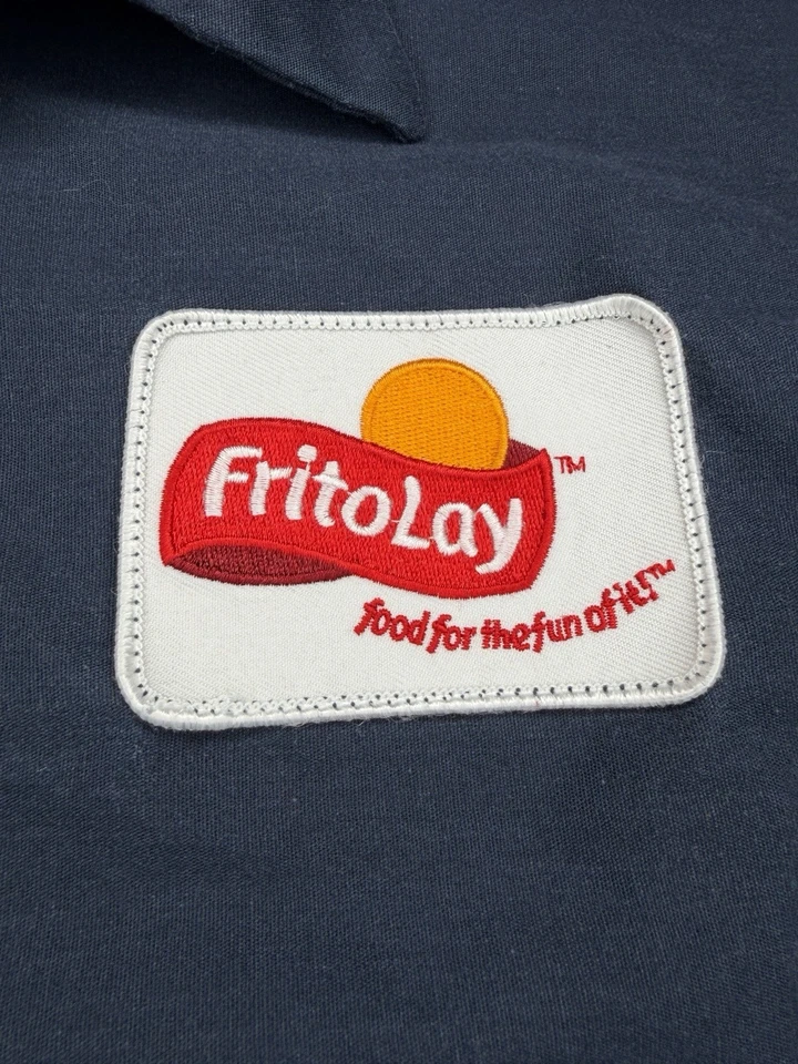 Camisa de Trabajo Vintage Roja Kap Frito Lay Chips Botones a Presión Años 80 Azul Marino | L Foto 3 de 4