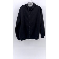 SHEIN Women's Black Solid Fleece Hooded Full-Zip Long Sleeve Casual Sweater SZ 6