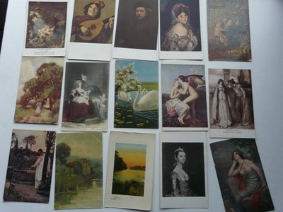 40 alte Postkarten mit Kunstbezug. Alle kleineren Karten. Einige frühe (366)