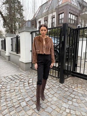 Pelzmantel Echtpelz Nerz 100% Real Ranch Mink Coat  Pelliccia Visone  XS