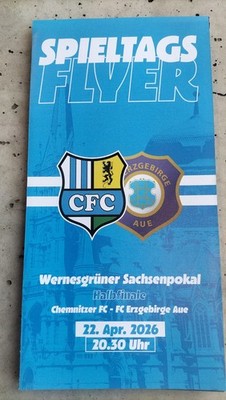 Programm 25/26 Chemnitzer FC - Erzgebirge Aue , Sachsenpokal Halbfinale 