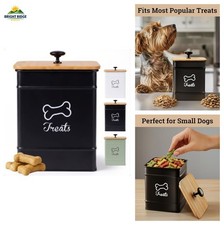 Dog Treat Canister Airtight Bamboo Lid 5x7 7 Cup Capacity Black Iron